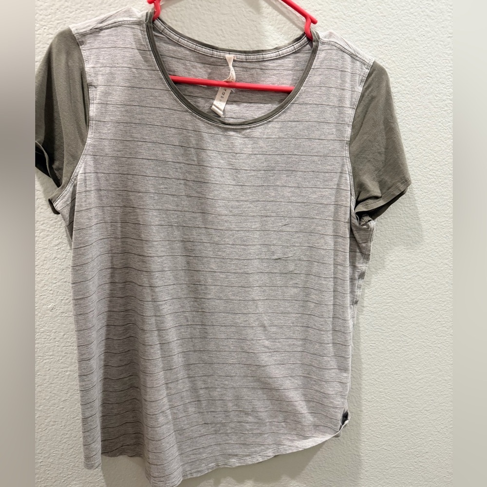 lululemon athletica Gray and Olive striped top size 10